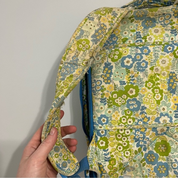Vera Bradley Women’s Quilted Cotton Campus Blue Green Yellow Floral Backpack - Picture 5 of 10